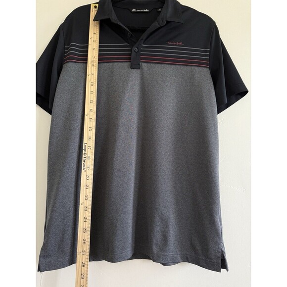 Travis Mathew Men Polo Shirt Gray Cainsville Redline Striped Golf READ size L - Picture 5 of 10